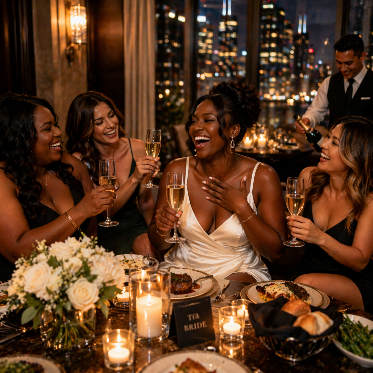 Stylish group of women arriving for a private Chicago nightlife experience together