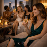 Private Chicago bachelorette party in an upscale lounge with champagne toast