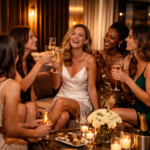 Women planning a Chicago bachelorette weekend in a luxury hotel suite